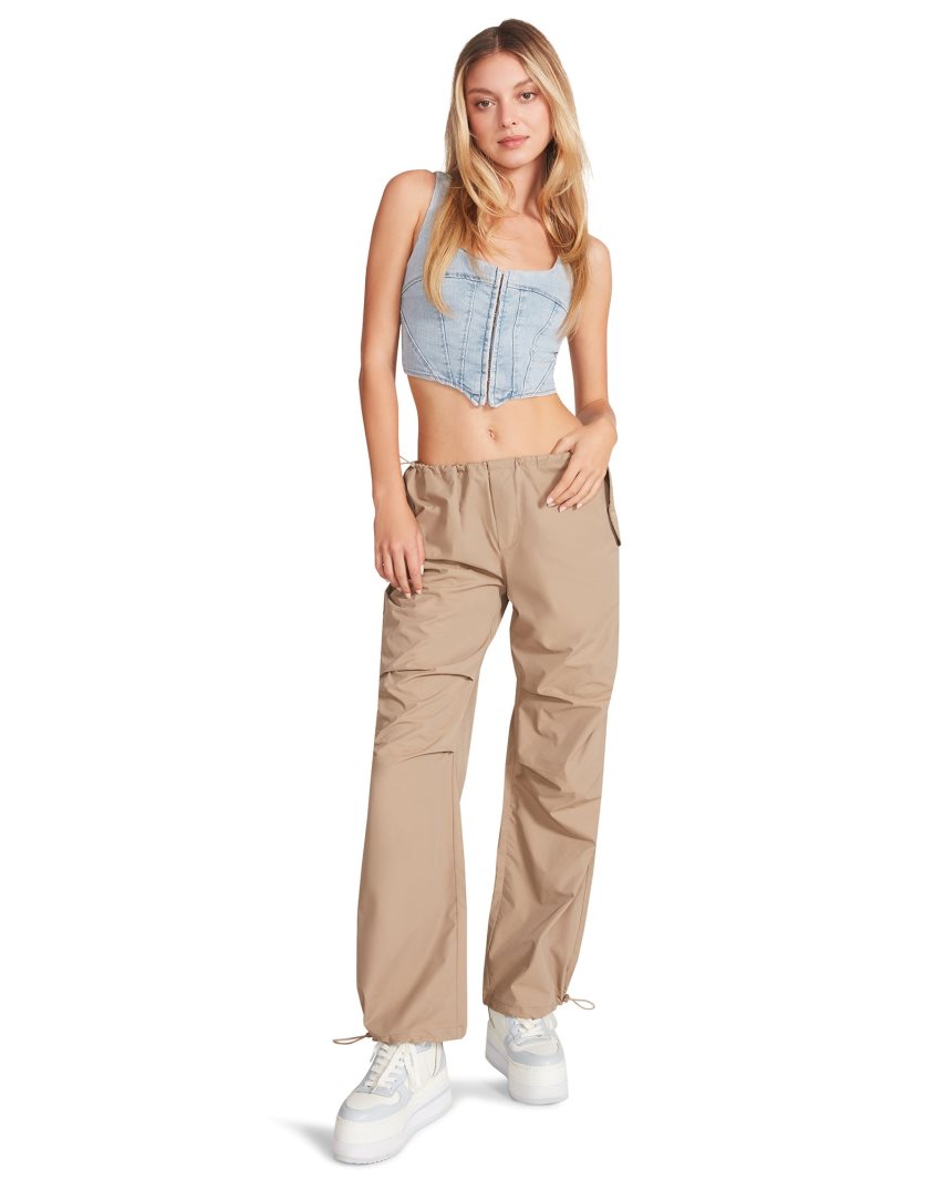 Pantalones Steve Madden Pia Parachute Mujer Kaki | ES UV908S